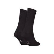 Schwarze, gerippte Socken aus Baumwollmischgewebe mit dezentem weißen Logo an der Ferse aus der Damenunterwäschekollektion von Calvin Klein Jeans.