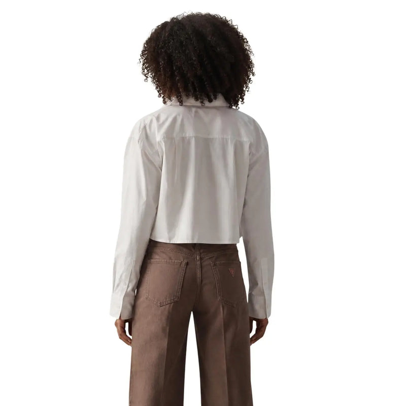 Calvin Klein Jeans Weißes Damen-Langarmhemd aus Baumwolle mit klassischem Kragen und taillierter Passform, Knopfleiste