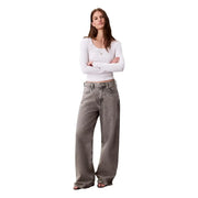 Weit geschnittene graue Jeans aus Denim mit Used-Look und klassischem Five-Pocket-Design von Calvin Klein Women