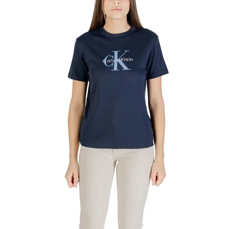 Calvin Klein Jeans Damen Weiß Baumwolle Rundhalsausschnitt Kurzarm T Shirt