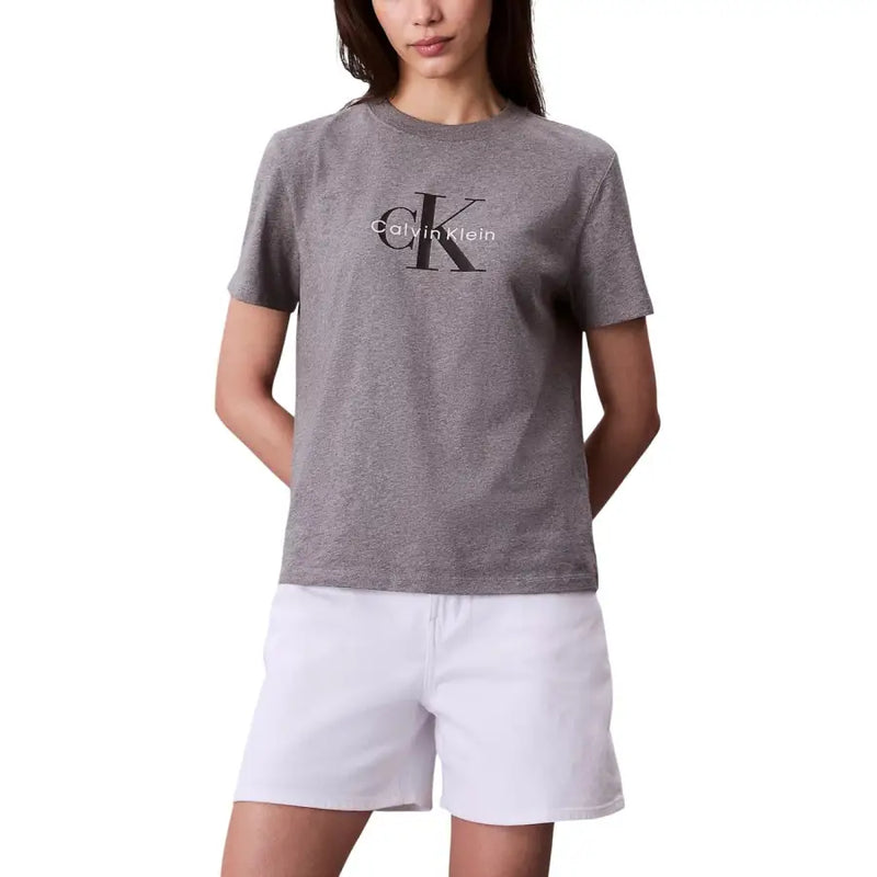 Calvin Klein Jeans Damen Weiß Baumwolle Rundhalsausschnitt Kurzarm T Shirt