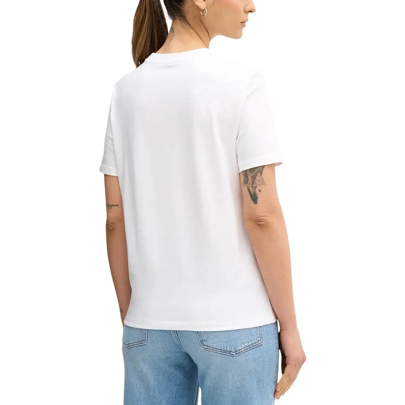 Calvin Klein Jeans Damen weißes Baumwoll-T-Shirt mit schlichtem Rundhalsausschnitt und kurzen Ärmeln