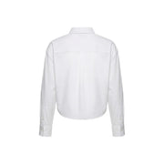 White cotton long-sleeved button-up shirt with classic collar and stitched seams from Calvin Klein Jeans women collection
