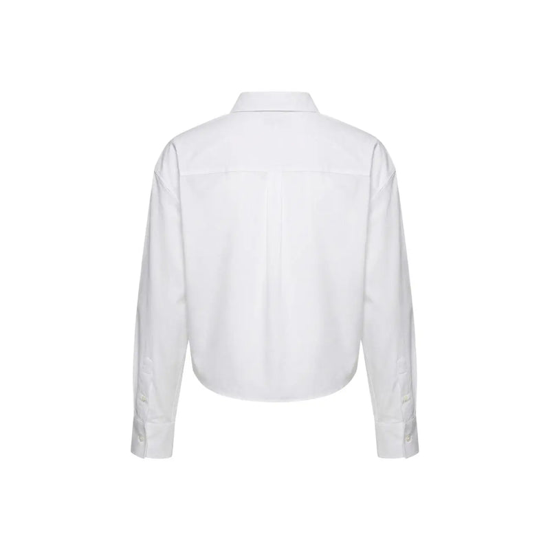 White cotton long-sleeved button-up shirt with classic collar and stitched seams from Calvin Klein Jeans women collection