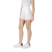 Calvin Klein Jeans women white high-waisted cotton denim shorts with a frayed hem perfect for casual wear