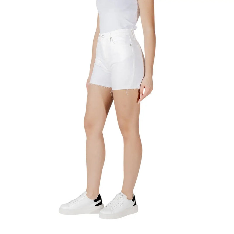 Calvin Klein Jeans women white high-waisted cotton denim shorts with a frayed hem perfect for casual wear