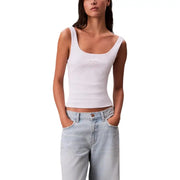 Calvin Klein Jeans weißes geripptes Tanktop aus Baumwolle top mit eckigem Ausschnitt