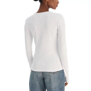 Calvin Klein Jeans women white ribbed long-sleeve knitwear top made from soft fabric for casual wear