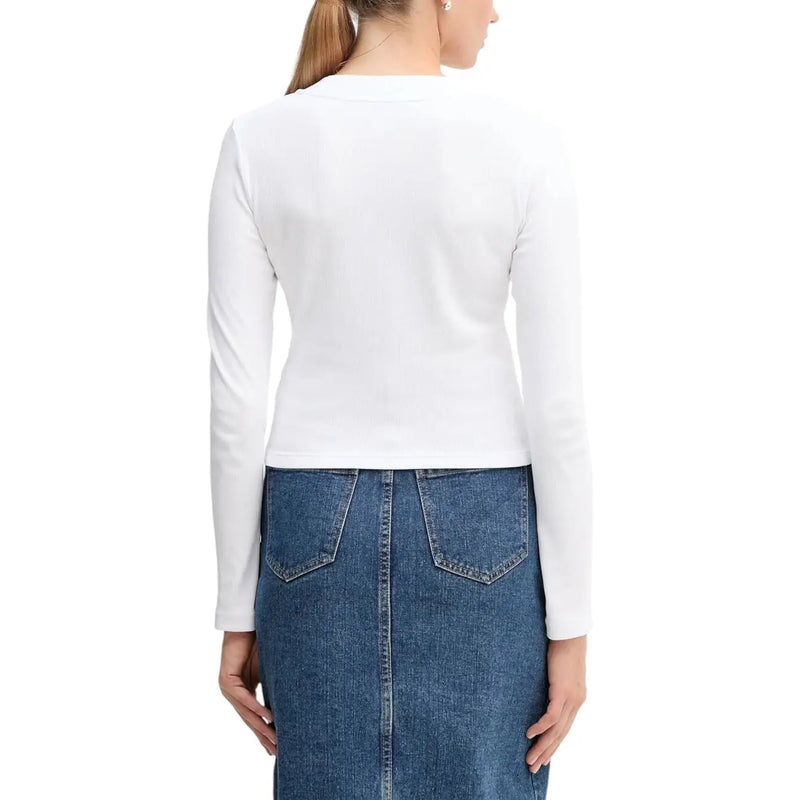 Calvin Klein Jeans women white long sleeve organic cotton t-shirt with a simple fitted design