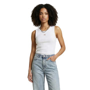 Weiß Calvin Klein Jeans Ärmelloses Tanktop mit Rundhalsausschnitt für Damen top mit kleinem, gesticktem Logo auf der Brust