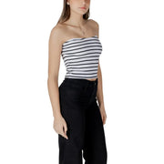Calvin Klein Jeans white black striped strapless crop top