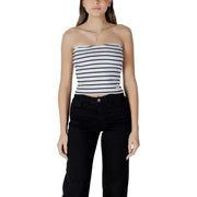 Calvin Klein Jeans white horizontally striped strapless crop top