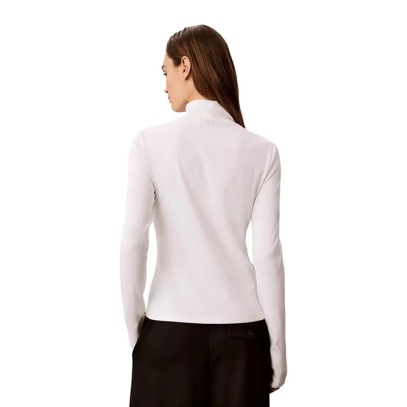 Calvin Klein Jeans Weißer, langärmeliger Rollkragenpullover aus Baumwollstrick für Damen top mit passendem Design