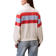 Calvin Klein Jeans cream bomber jacket with red blue stripes