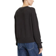 Women’s black long-sleeve knit sweater with ribbed hem and cuffs from Calvin Klein Jeans