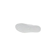 Calvin Klein Jeans women’s white leather sneakers featuring a white rubber sole with textured pattern and embossed logo