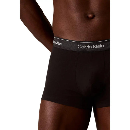 Calvin Klein Schwarze Herren-Baumwoll-Badehosen mit grauem Bund und weißem Logo im 3er-Pack