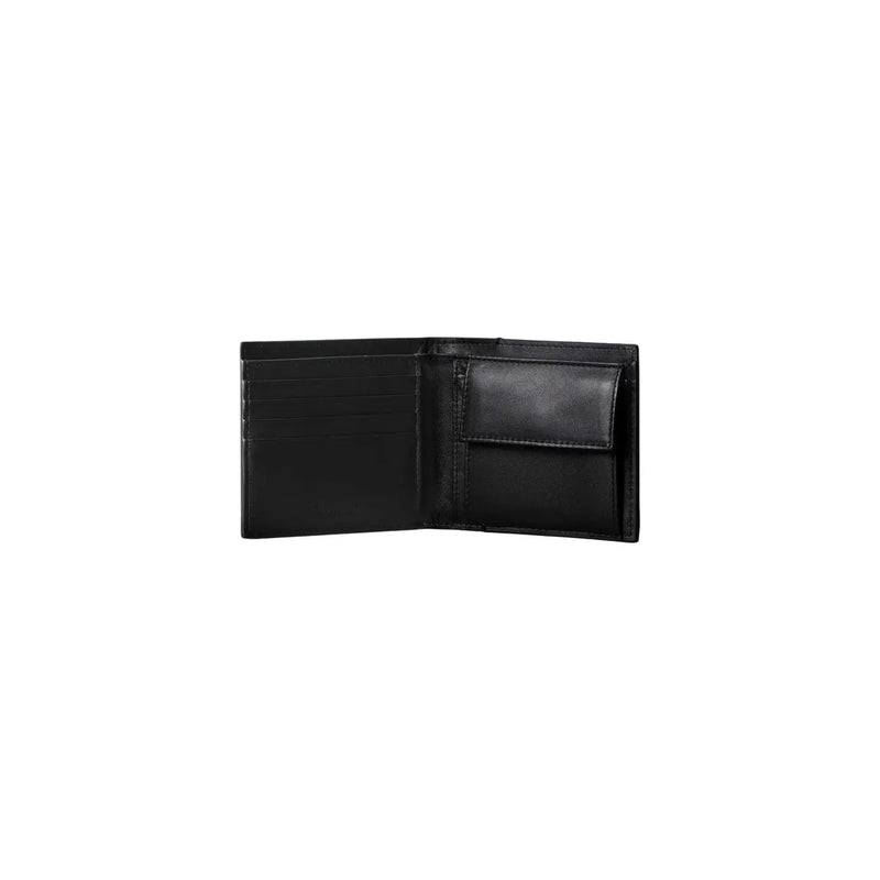 Calvin Klein Schwarze Herren-Ledergeldbörse mit mehreren Kartenfächern und einem kleinen Vorderfach (11 x 9,5 cm)