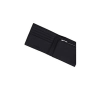 Schwarze Ledergeldbörse von Calvin Klein für Herren mit Reißverschluss, mehreren Kartenfächern und einem Reißverschlussfach (2 x 9 x 2 cm).