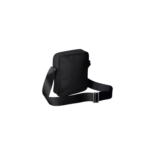 Calvin Klein Schwarze Herren-Umhängetasche aus Nylon mit silberner Schnalle und geripptem Riemen, 16 x 20 x 6 cm