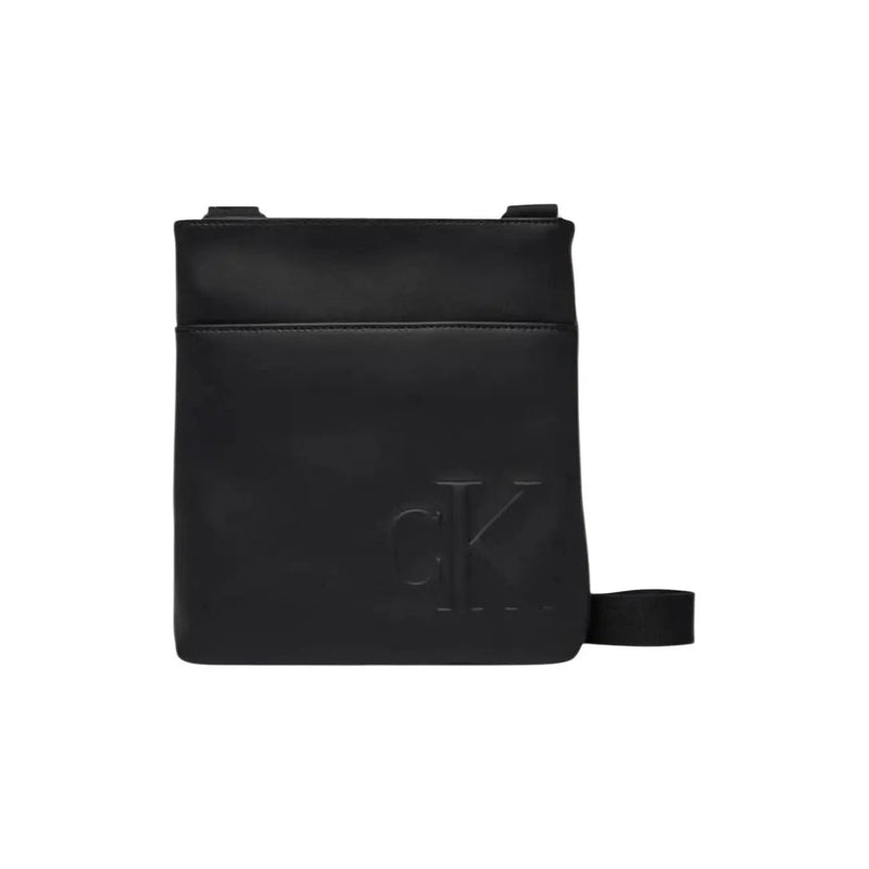 Calvin Klein Schwarze Herren-Umhängetasche aus Polyurethan mit elegantem, minimalistischem Design und geprägtem Logo, 19 x 21 x 4 cm