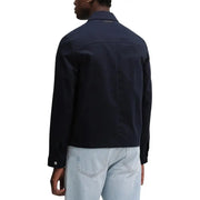 Dunkelblauer Baumwollstoff Calvin Klein Herrenblazer mit Reißverschluss, strukturiertem Kragen und dezenten Nahtdetails, klassische Passform