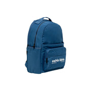 Calvin Klein Herrenrucksack in Blau mit weißem Logo, schwarzen Reißverschlüssen und mehreren Taschen, Maße: 32 x 46 x 13 cm