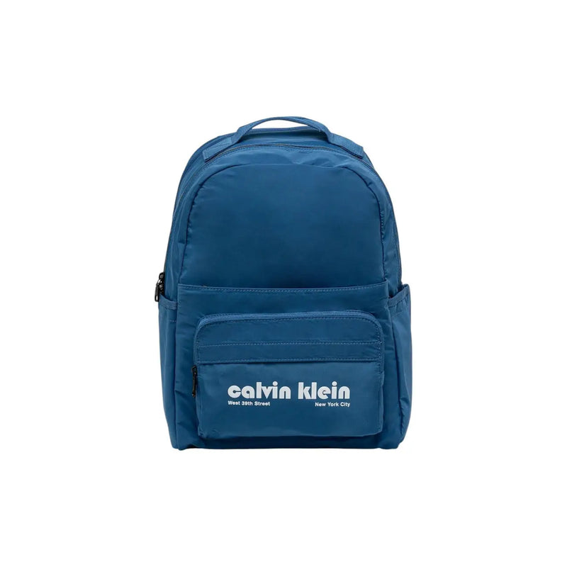Calvin Klein Herrenrucksack, blau, mit Taschen, weißem Logo und Schriftzug aus strapazierfähigem Material, 32 x 46 x 13 cm