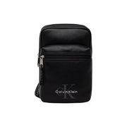 Schwarz Calvin Klein Herren-Umhängetasche mit auffälligem Logo, elegantem, minimalistischem Design und dezentem Logo auf der Vorderseite (17 cm).