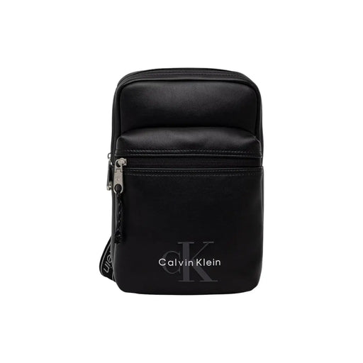 Schwarz Calvin Klein Herren-Umhängetasche mit auffälligem Logo, elegantem, minimalistischem Design und dezentem Logo auf der Vorderseite (17 cm).