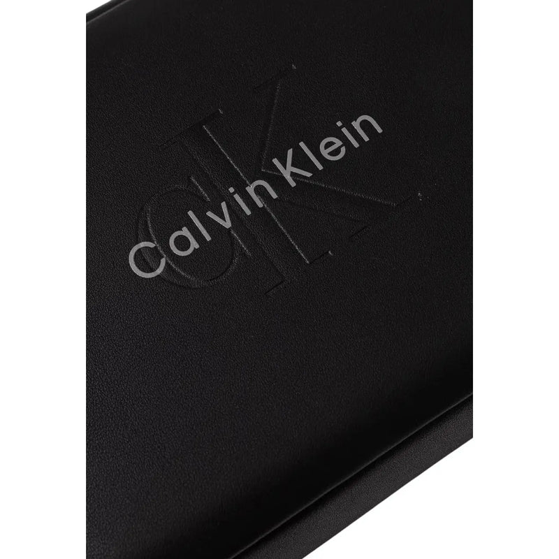 Schwarze Calvin Klein Herren-Geldbörse aus Leder mit geprägtem Logo aus Polyurethan, 22 cm breit