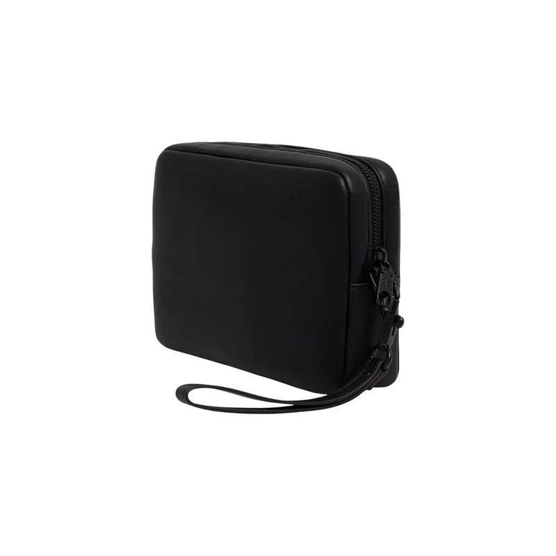 Calvin Klein Herren Bold Pouch, schwarze Nylon-Handgelenktasche mit Reißverschluss und passendem Riemen, 22 cm breit, Polyurethan