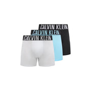 Calvin Klein Herren-Boxershorts, 3er-Pack, in Weiß, Hellblau und Schwarz, aus Baumwollstretch mit Marken-Gummibund