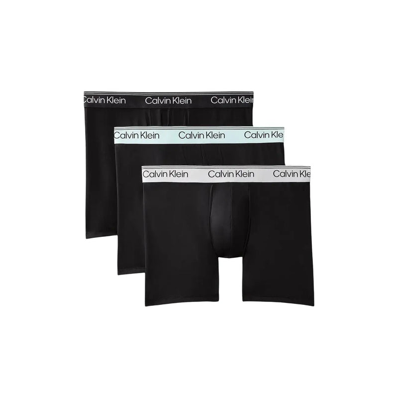 Schwarz Calvin Klein Herren-Boxershorts aus dehnbarem Baumwollstoff mit weißem Bund und schwarzen Logobuchstaben