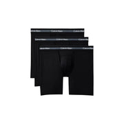 Black Calvin Klein men boxer briefs with white logo band made of polyester in a 3 pack set