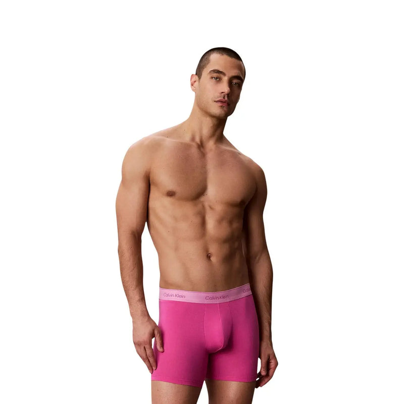 Leuchtendes Pink Calvin Klein Herren-Boxershorts aus Baumwolle mit passendem Logo-Bund, 5er-Packung