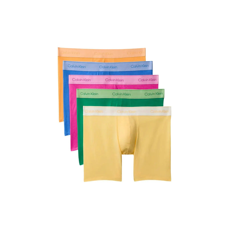 Calvin Klein Herren-Boxershorts aus fuchsiafarbener Baumwolle, 5er-Pack, mit lebendigem, mehrfarbigem Design und elastischem Bund mit Logo