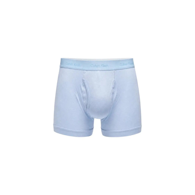 Light blue cotton Calvin Klein men boxer briefs with matching elastic logo waistband from red cotton 3 pack set