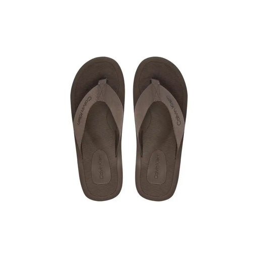 Calvin Klein Braune Herren-Flip-Flops aus Polyester mit strukturierter Sohle und passendem Riemen für die Freizeit.