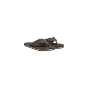 Calvin Klein Braune Herren-Flip-Flops aus Polyester mit strukturiertem Riemen und weißem Besatz an der Sohle