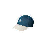 Calvin Klein Herrenkappe, zweifarbig grün (türkis und cremeweiß), 100 % Baumwolle, mit weißem, gesticktem CK-Logo vorne
