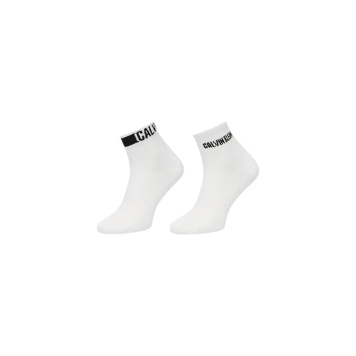 Weiße Calvin Klein Baumwoll-Knöchelsocken mit schwarzem Logostreifen am Bündchen für Herren, Freizeitkleidung