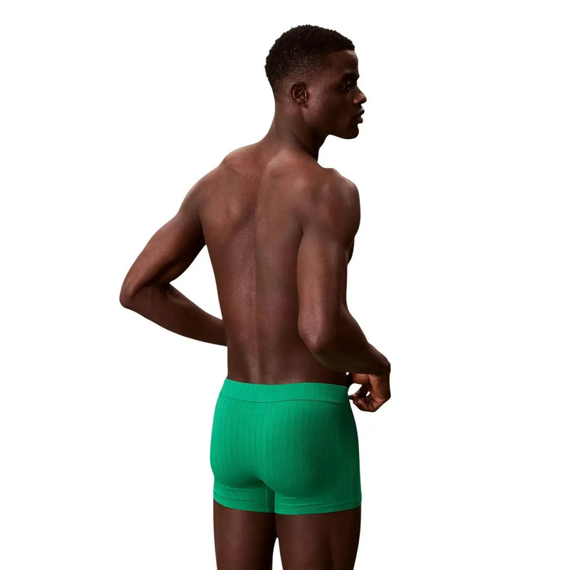 Calvin klein men green cotton ribbed boxer briefs designed for comfort and daily wear
