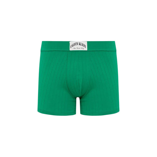 Calvin Klein Grüne, gerippte Herren-Boxershorts aus Baumwolle, die die Rückseite zeigen und eine bequeme Passform bieten