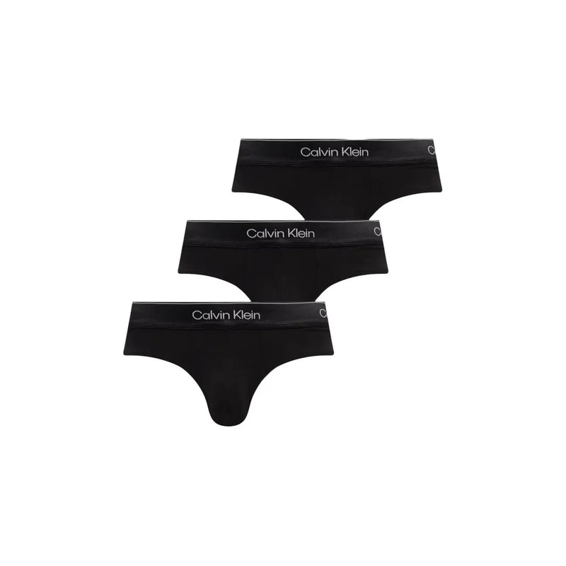 Schwarzer Calvin Klein Herren-Hüftslip aus Baumwoll-Elastan mit elegantem Design und weißem Markenlogo am Bund