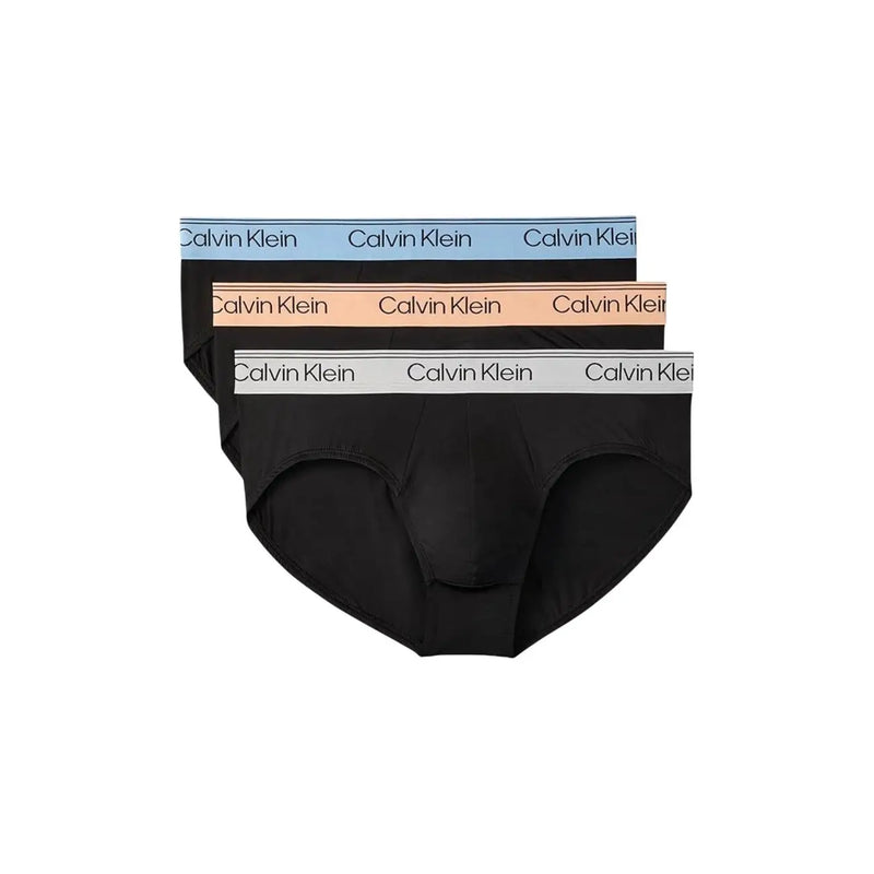 Calvin Klein Herren-Hüftslips, schwarz, aus Baumwolle und Elastan, 3er-Pack, mit elastischem Bund in Hellblau, Pfirsich und Grau
