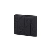 Calvin Klein Schwarze Herren-Geldbörse aus Leder mit Reißverschluss und geprägtem geometrischem Muster, Maße: B 7 x H 9 cm