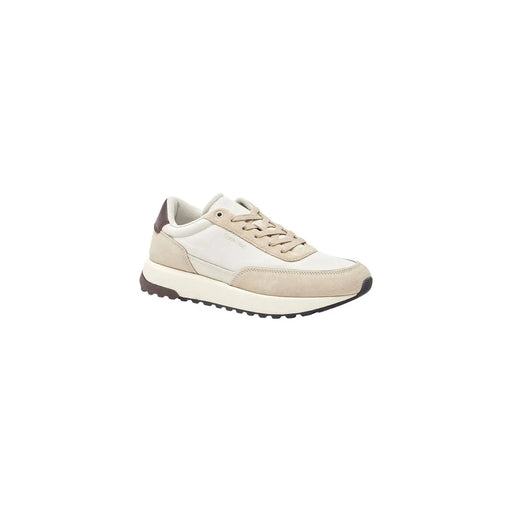 Calvin klein men leather sneakers beige and white suede with chunky sole brown lace up shoes