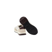 Calvin Klein men leather sneakers in cream and brown with textured rubber sole and lace up design