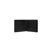 Calvin Klein Schwarze Herren-Ledergeldbörse, zweifach gefaltet, mit mehreren Kartenfächern und Ein-Knopf-Verschluss, 11 x 9 cm